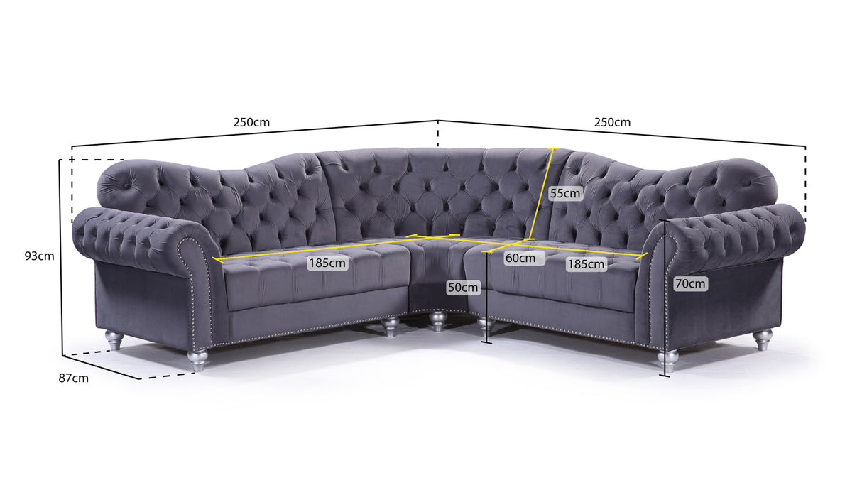 Calatrava Corner Sofa in Velvet Charcoal