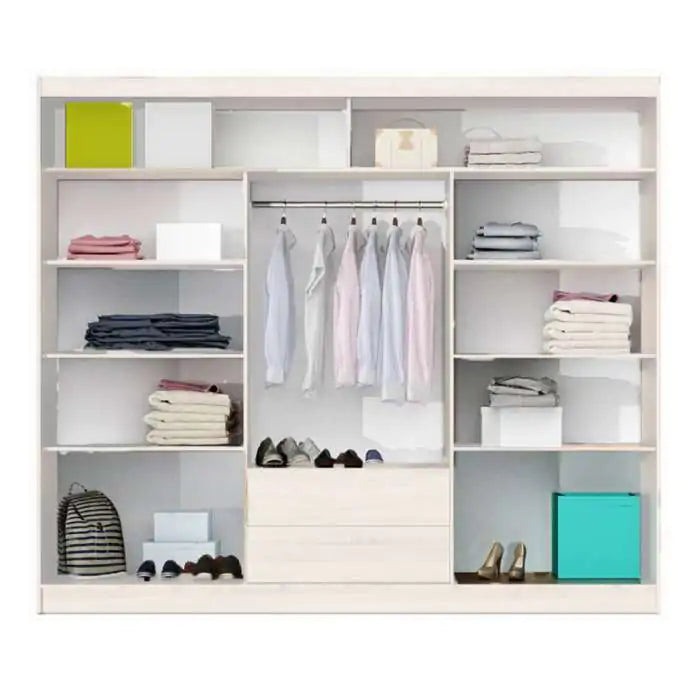 250cm Malibu Sliding Door Wardrobe (Available in White or Oak Sonoma)