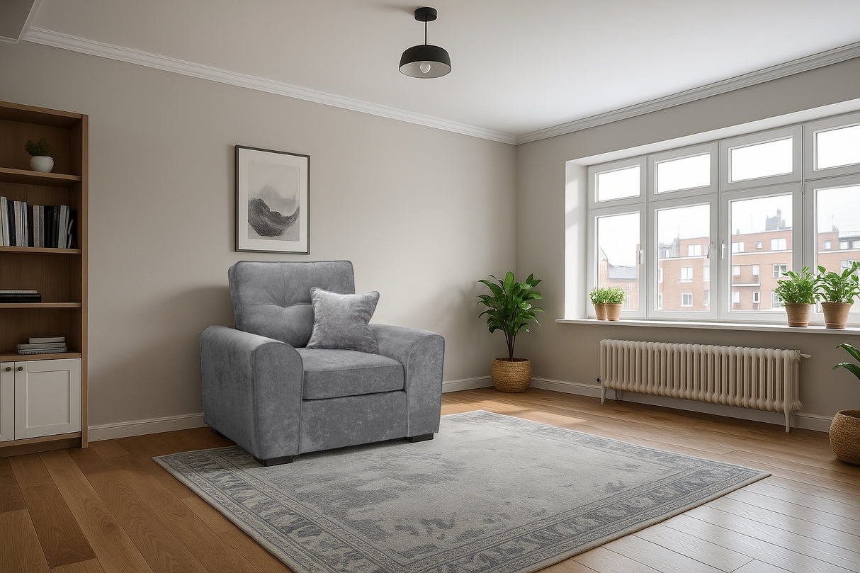 Lucas Armchair Sofa in Grey Chenille