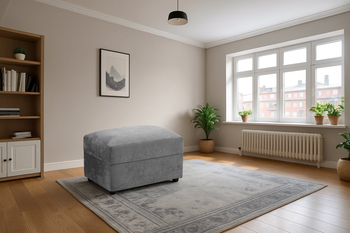 Lucas Footstool in Grey Chenille