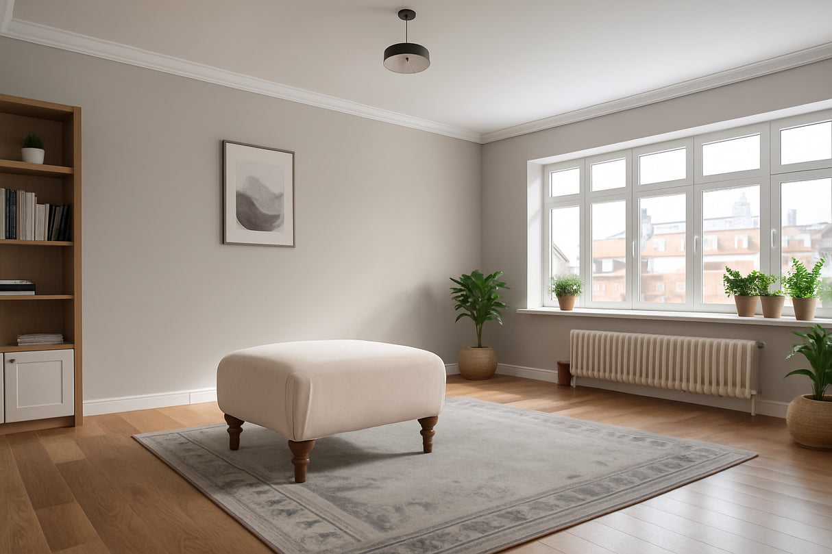 Rupert Footstool Plush Velvet Beige