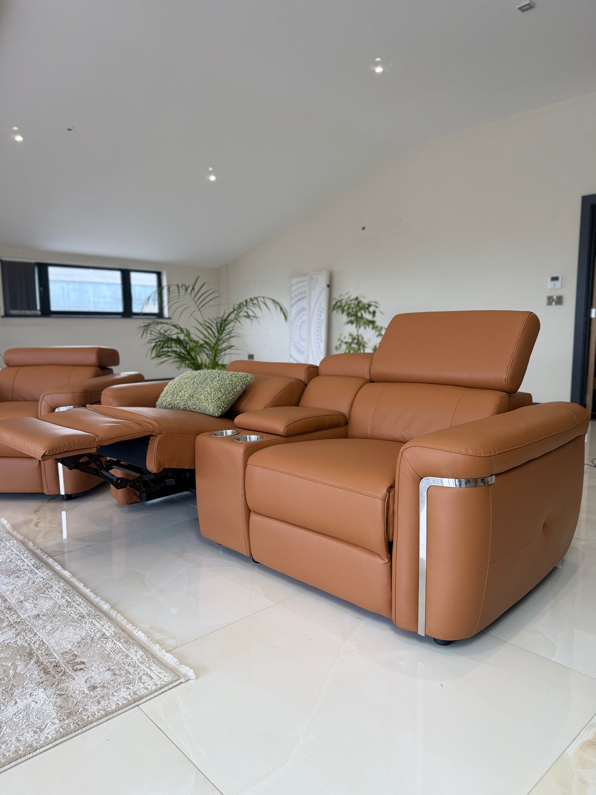Autumnville Genuine Leather Electric Reclining 2 Seat Sofa (Available in Tanned Brown or Black)