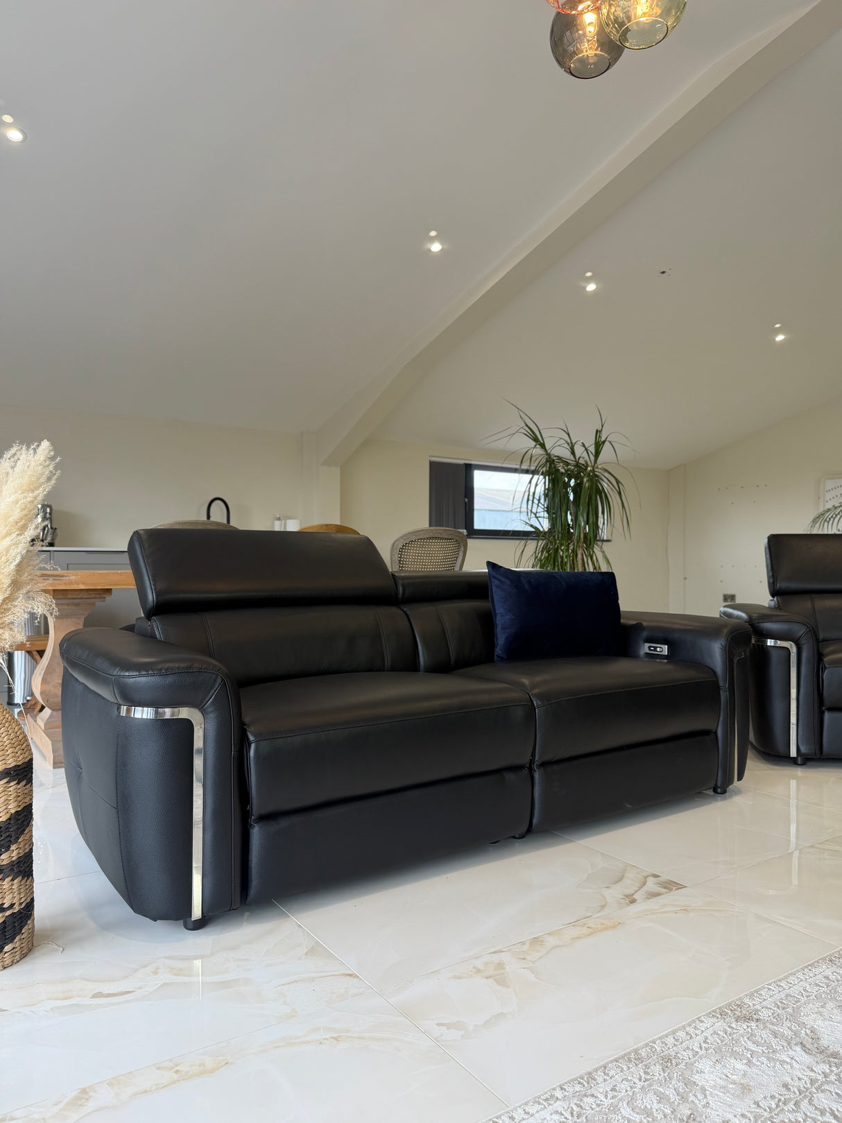 Autumnville Genuine Leather Electric Reclining 3 Seat Sofa (Available in Tanned Brown or Black)