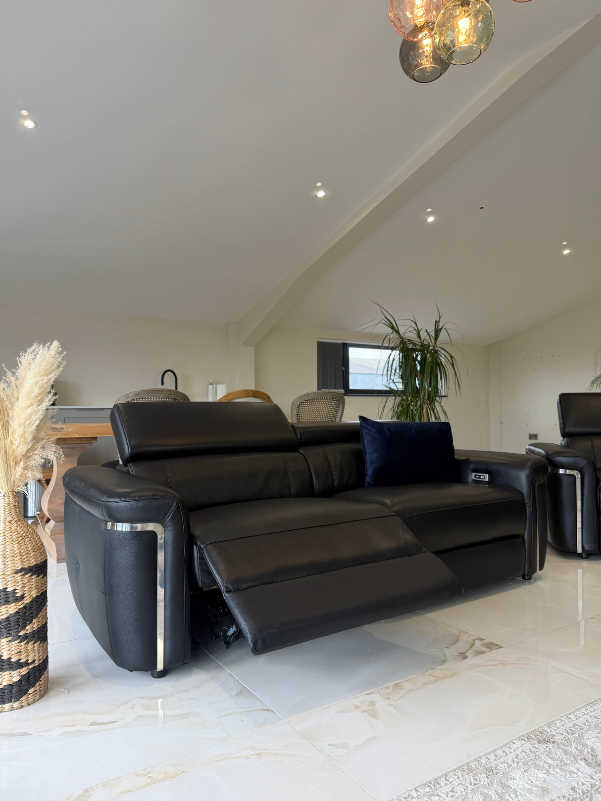 Autumnville Genuine Leather Electric Reclining 3 Seat Sofa (Available in Tanned Brown or Black)