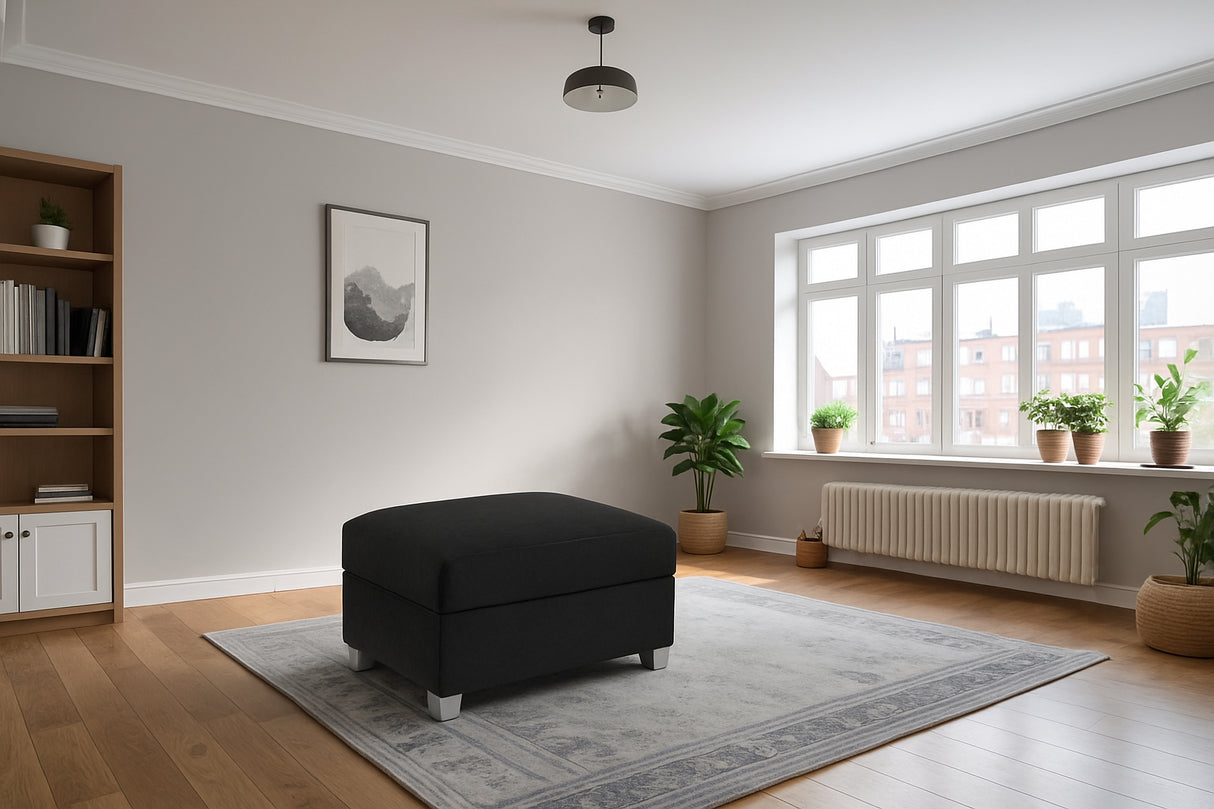 Charlotte Footstool (Available in Chenille Grey or Black)