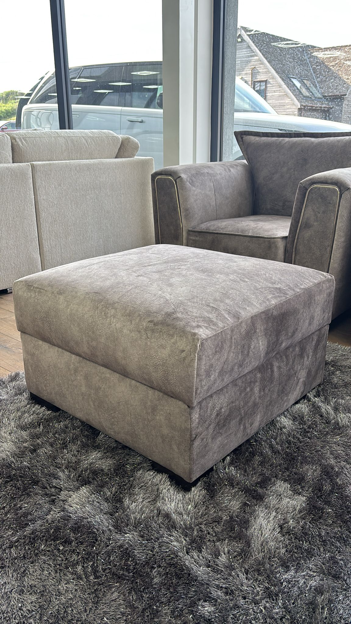 Venus Footstool (Available in Ashley Velvet Silver, Charcoal or Brown)