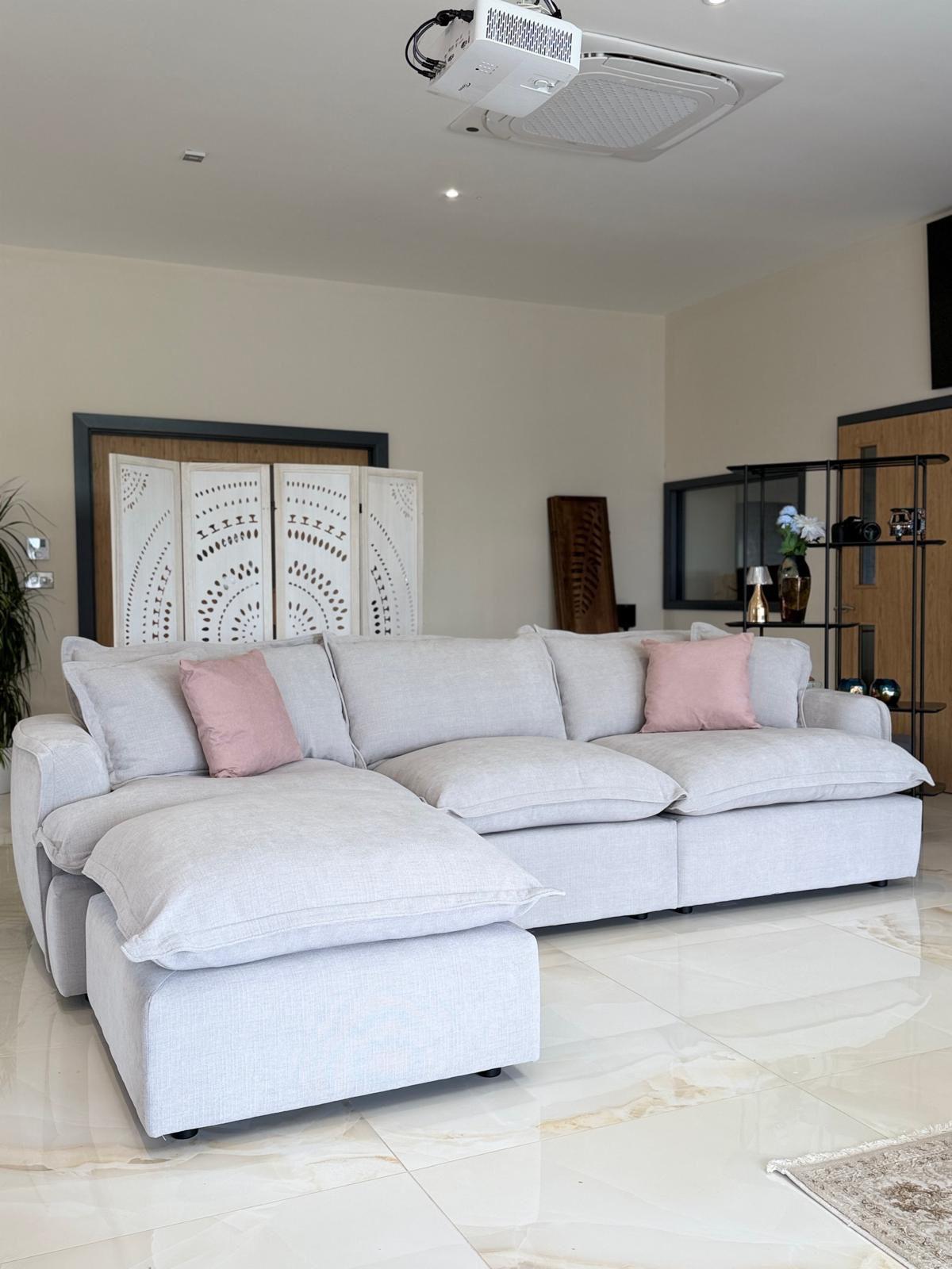 Daniela Modular 3 Seat Sofa and Footstool (Available in Stone or Grey)
