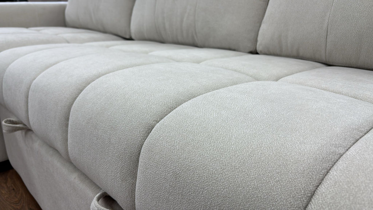 Milano Corner Sofa Bed with Storage (Available in Chenille Cream, Dark Grey or Teal)