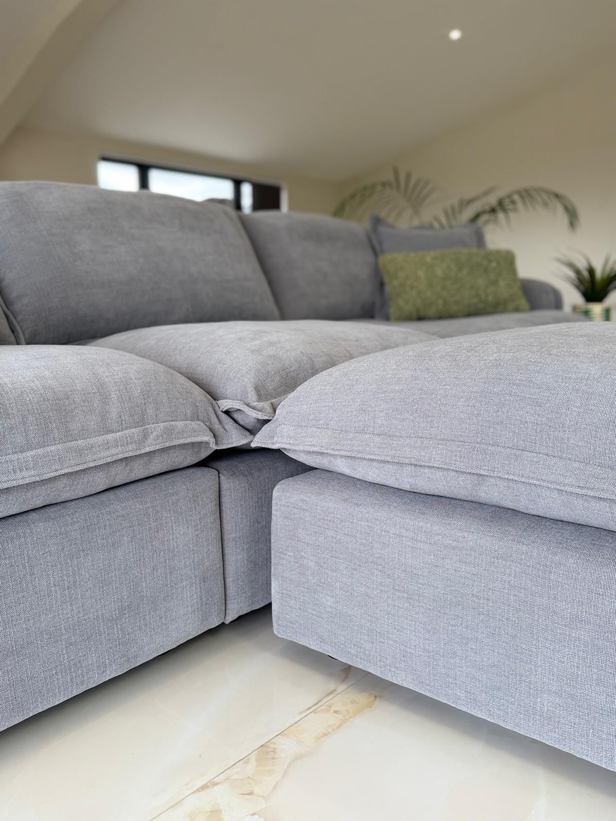 Daniela Modular 3 Seat Sofa and Footstool (Available in Stone or Grey)