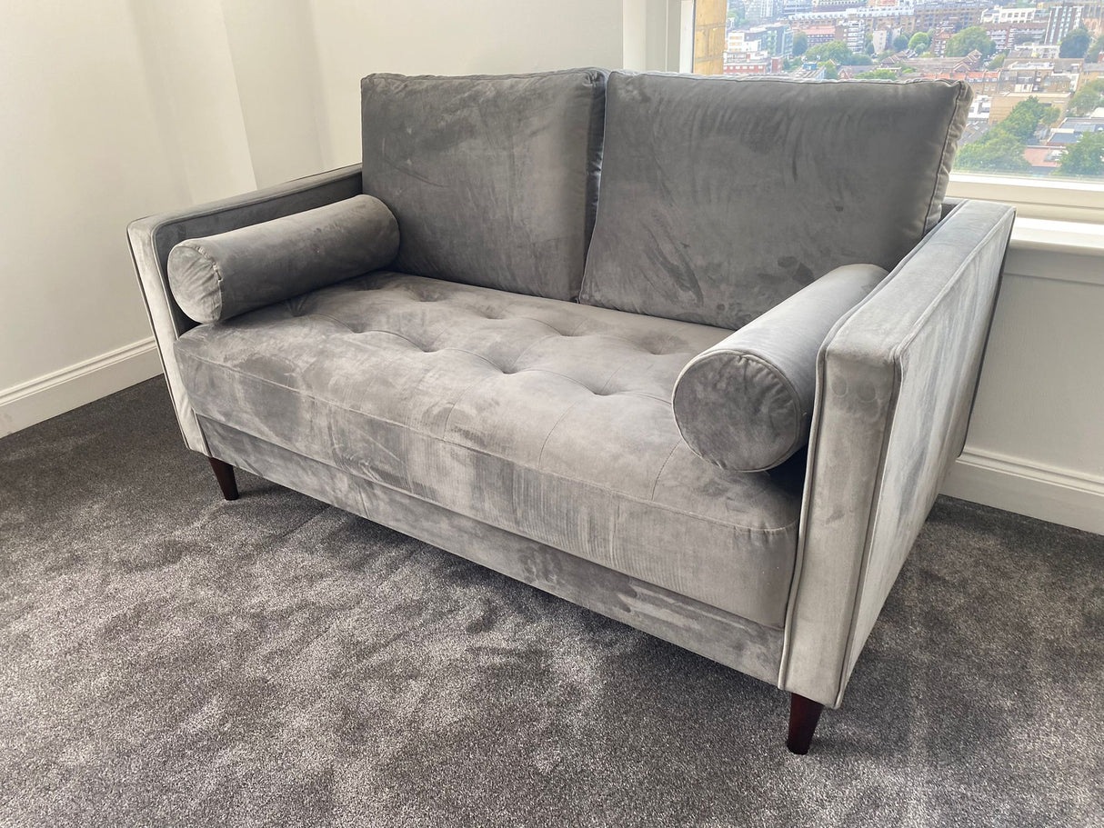 Brooklyn 2 Seat Sofa (available in Plush Velvet Silver, Green, Blue or Beige)