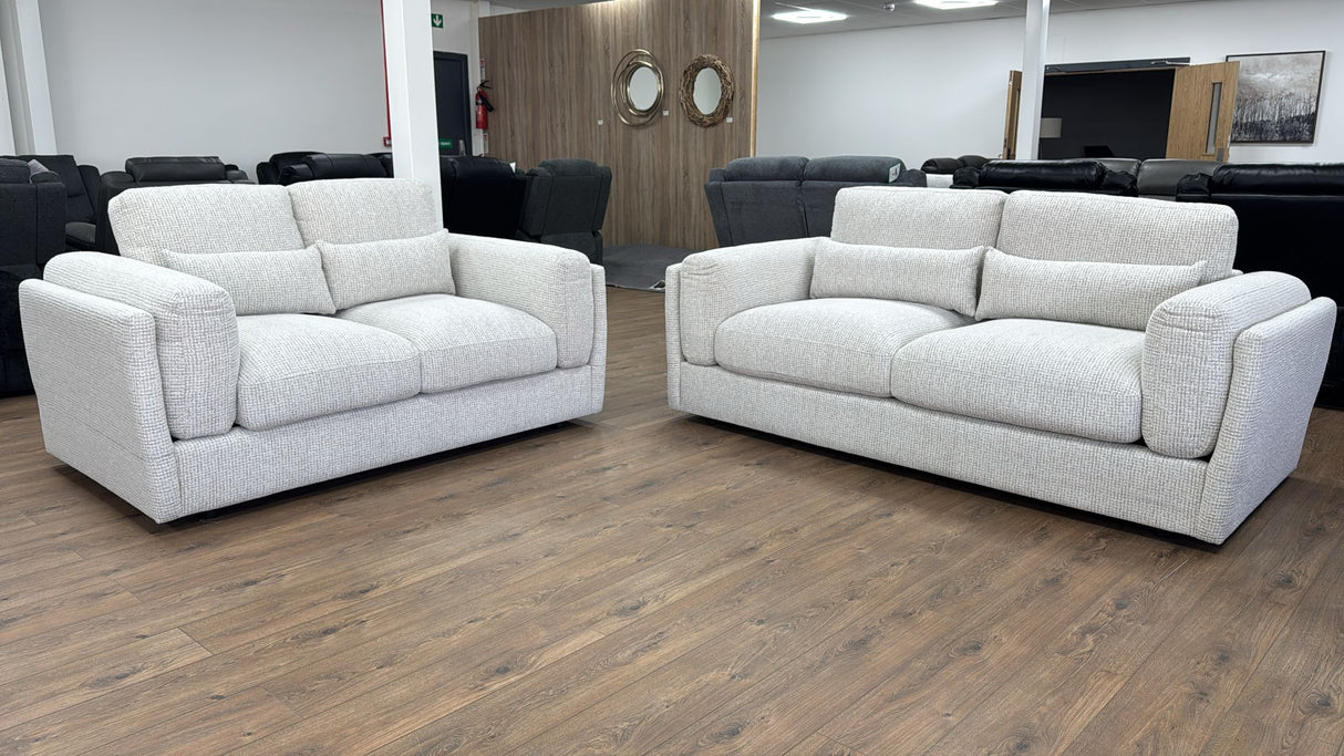 Puglia 3 and 2 Seat Sofa Bundle Deal (Available in Tweed Beige or Grey)