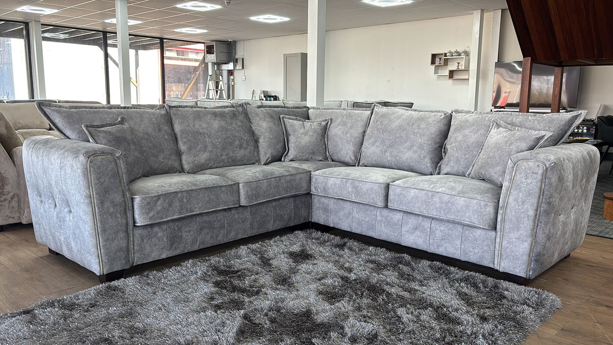 Venus Corner Sofa (Available in Ashley Velvet Silver, Charcoal or Brown)