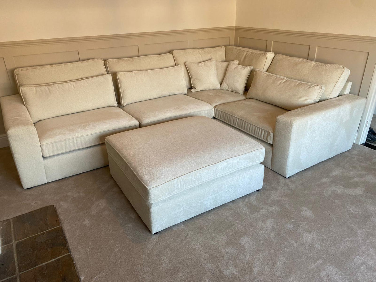 Lola Small Corner Modular Sofa (Available in Chenille Ivory, Mocha or Grey)