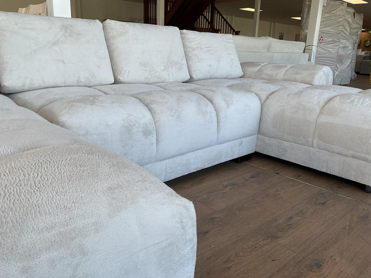 Stella U-Shape/Cinema Sofa (Available in Velvet Cream, Mocha or Grey)