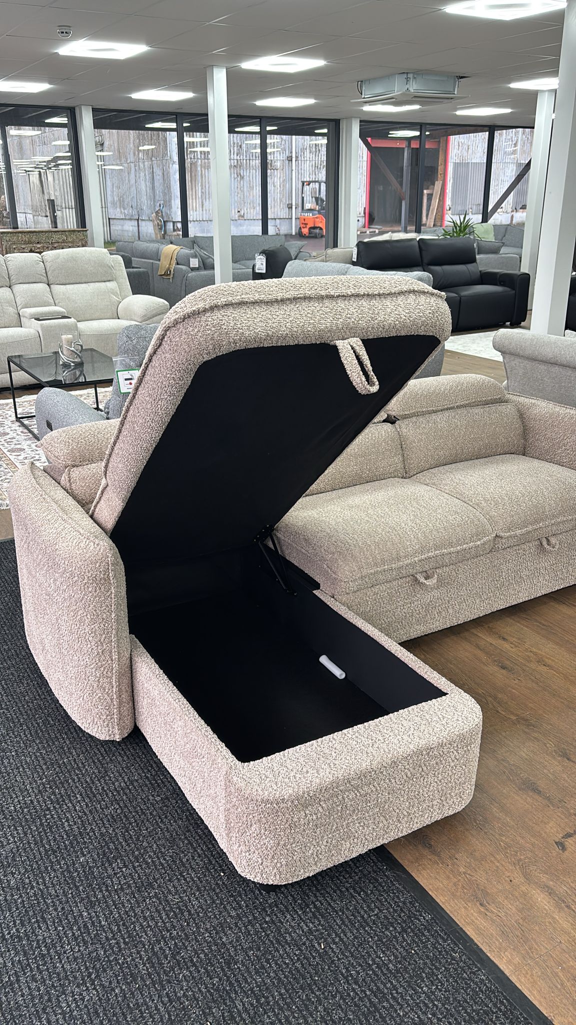 Naples Corner Sofa Bed with Storage (Available in Chenille Grey, Blue, Beige or Green)