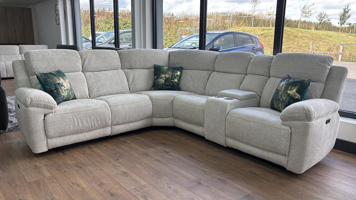 Gemma Electric Recliner Corner Sofa (Available in Beige or Grey)