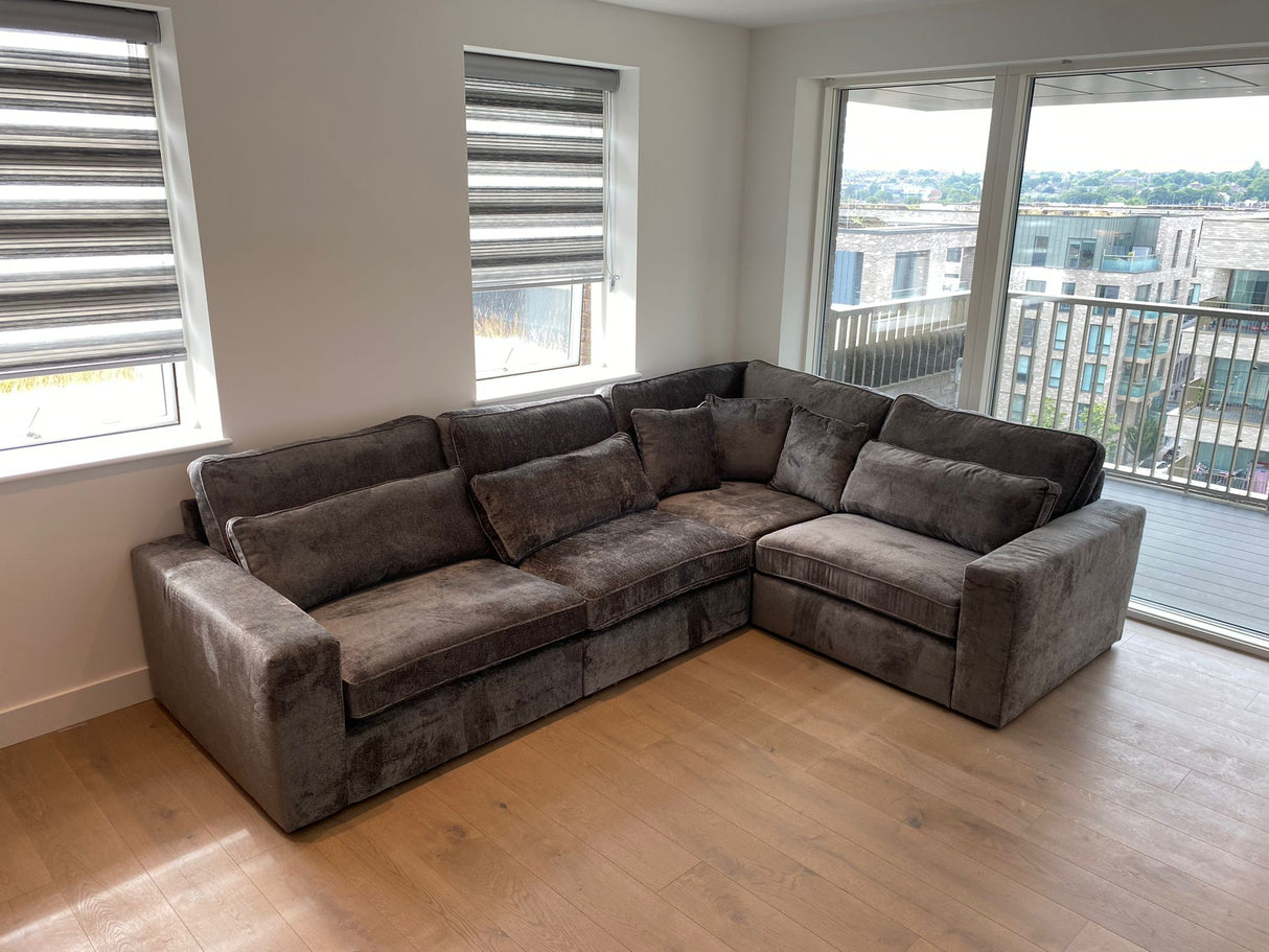 Lola Small Corner Modular Sofa (Available in Chenille Ivory, Mocha or Grey)