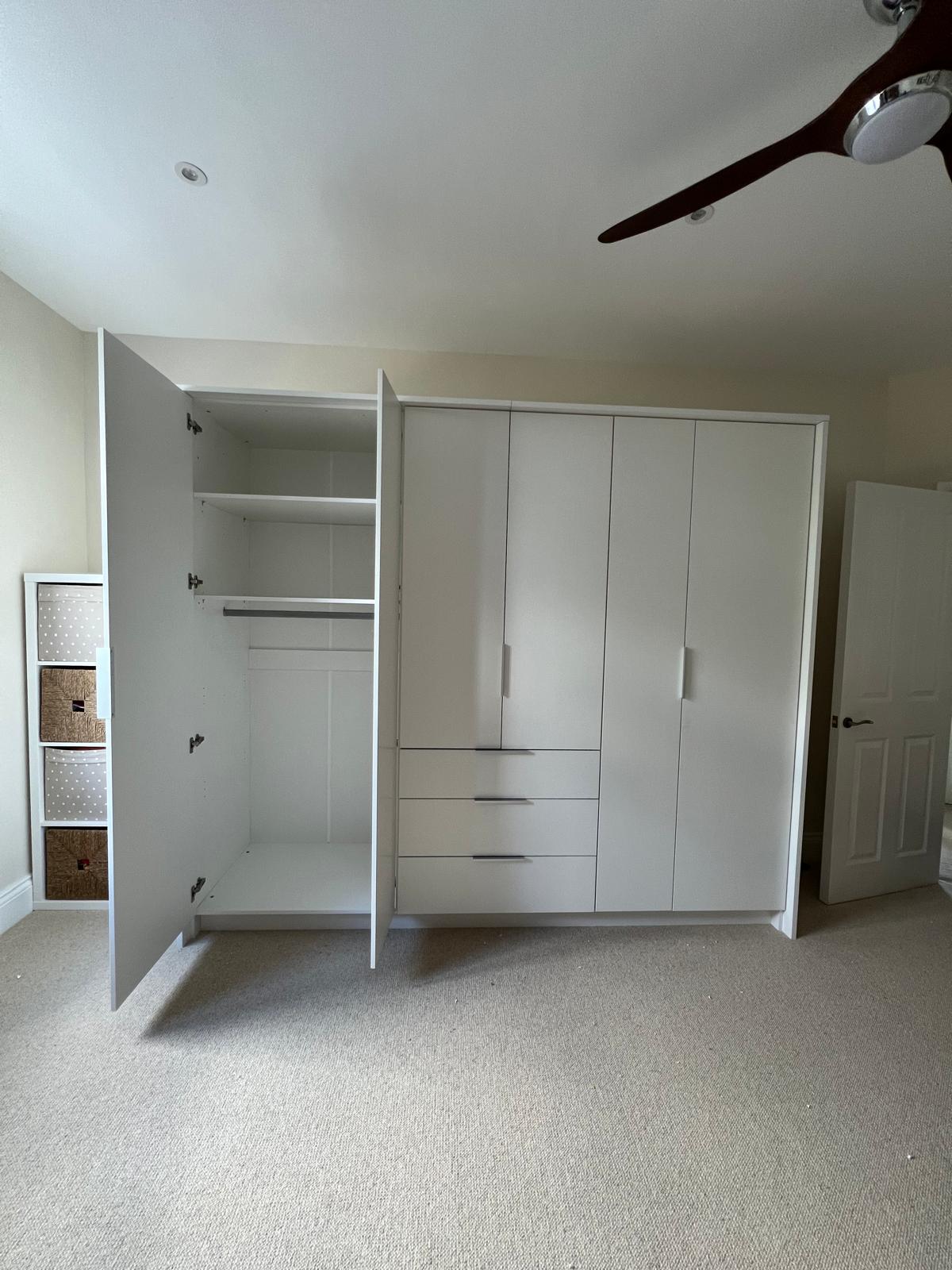 255cm New Jersey Hinged Door Wardrobe (Available in White or Grey)