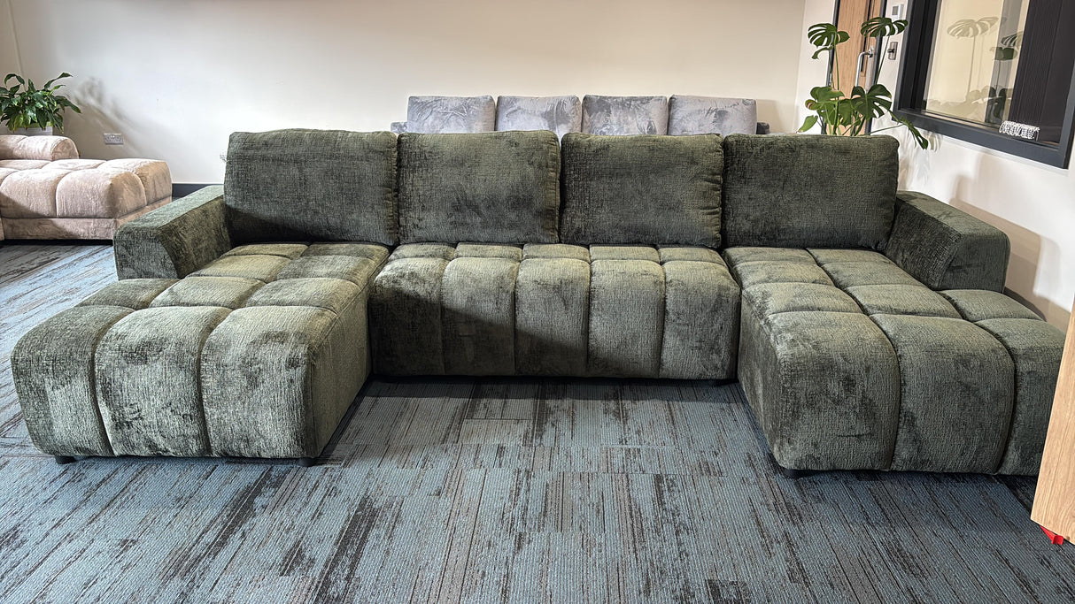 Sofia U-Shape Sofa Bed with Storage (Available in Green, Beige or Grey)