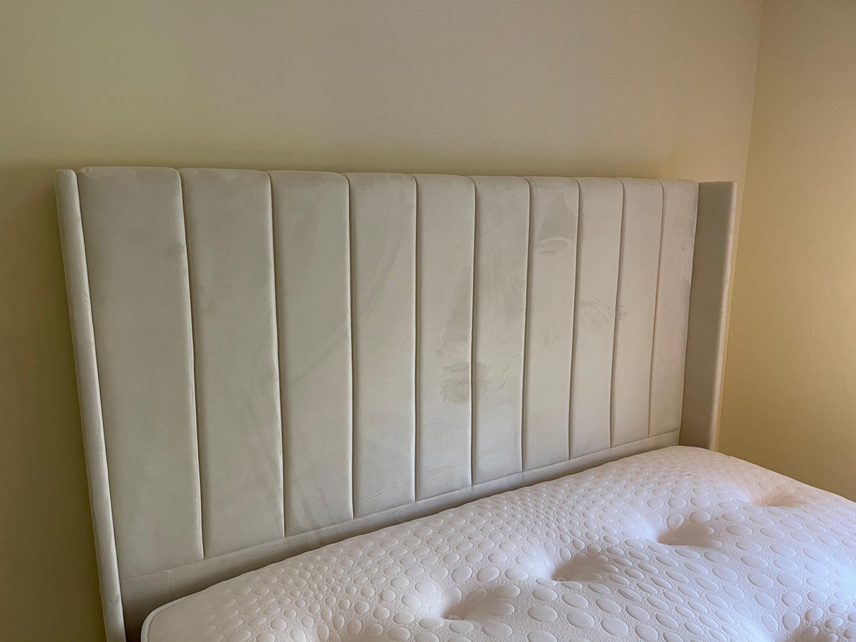 Zoe Winged Bed with Storage (Available in Plush Velvet Cream)