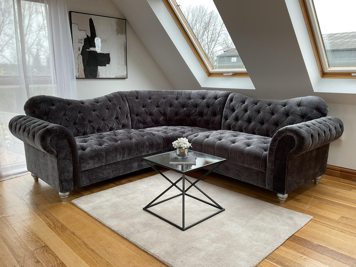 Calatrava Corner Sofa in Velvet Charcoal