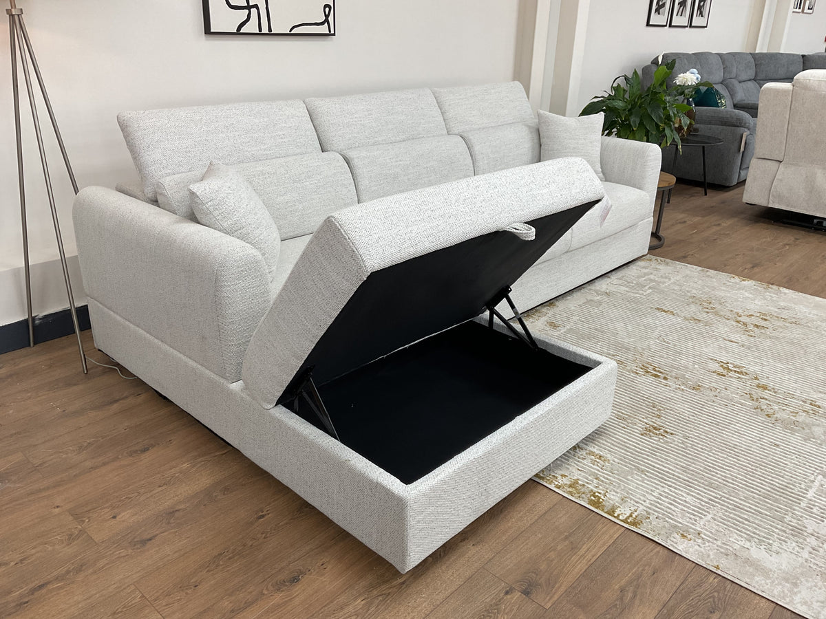 Duncan Chaise Corner Sofa and Storage Footstool (Available in Beige or Grey)