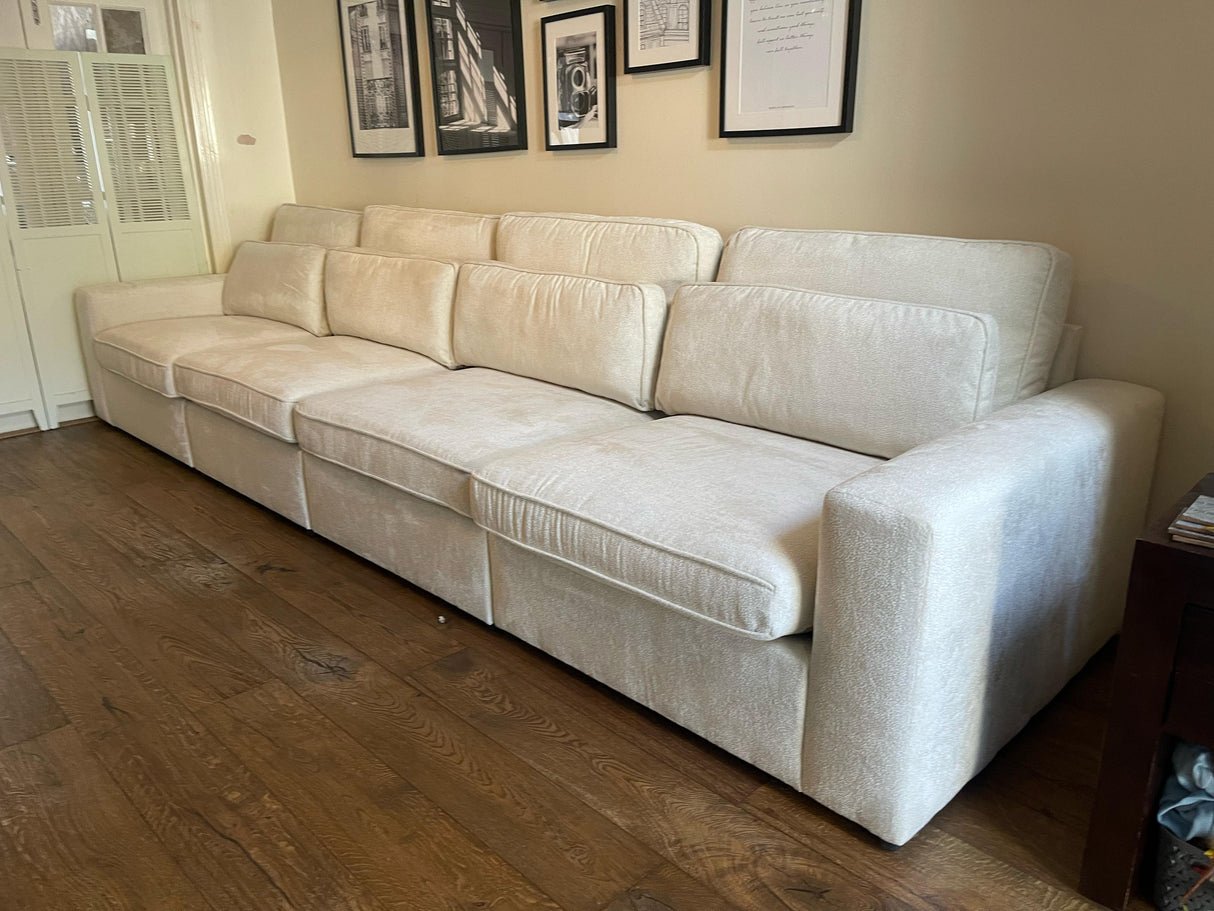 Lola 4 Seat Modular Sofa (Available in Chenille Ivory, Mocha or Grey)