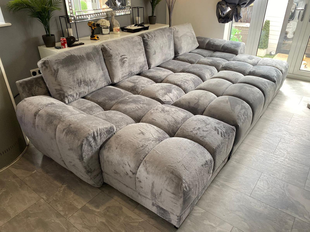 Stella U-Shape/Cinema Sofa (Available in Velvet Cream, Mocha or Grey)