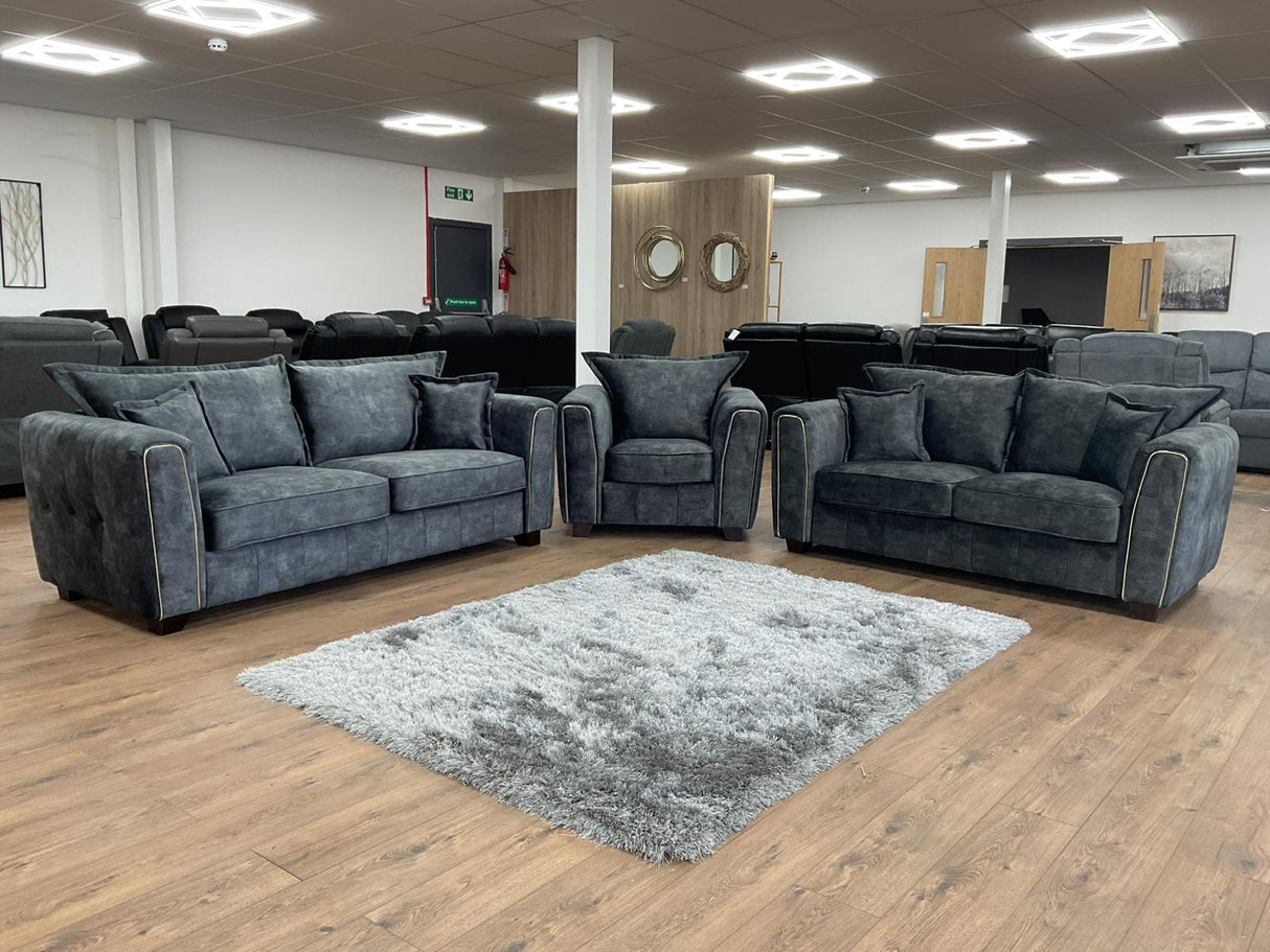 Venus 3 Seat and 2 Seat Sofa Bundle Deal (Available in Ashley Velvet Silver, Charcoal or Brown)