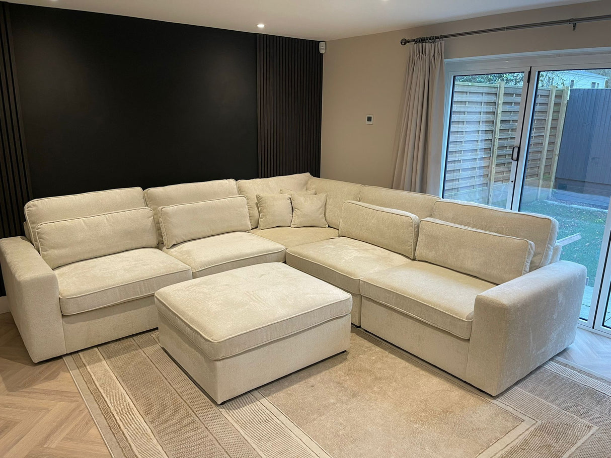 Lola Large Corner Modular Sofa (Available in Chenille Ivory, Mocha or Grey)