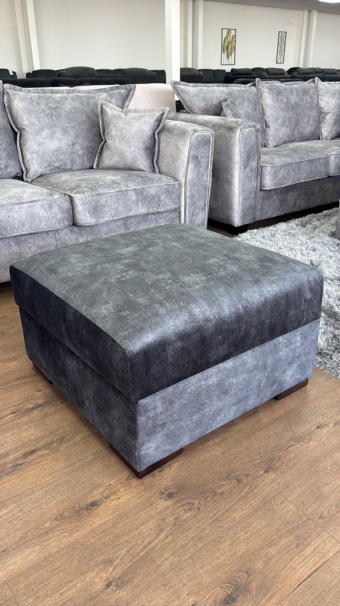 Venus Footstool (Available in Ashley Velvet Silver, Charcoal or Brown)