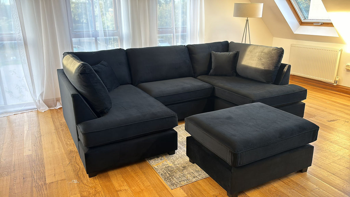 Westminster U-Shape/Cinema Sofa (Available in Plush Velvet Champagne, Plush Velvet Grey, Plush Velvet Black, Linen Beige, Linen Light Grey, Linen Charcoal, Boucle Cream or Boucle Grey)