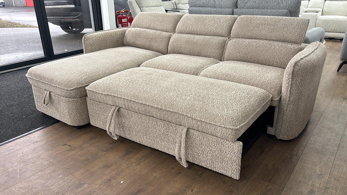 Naples Corner Sofa Bed with Storage (Available in Chenille Grey, Blue, Beige or Green)