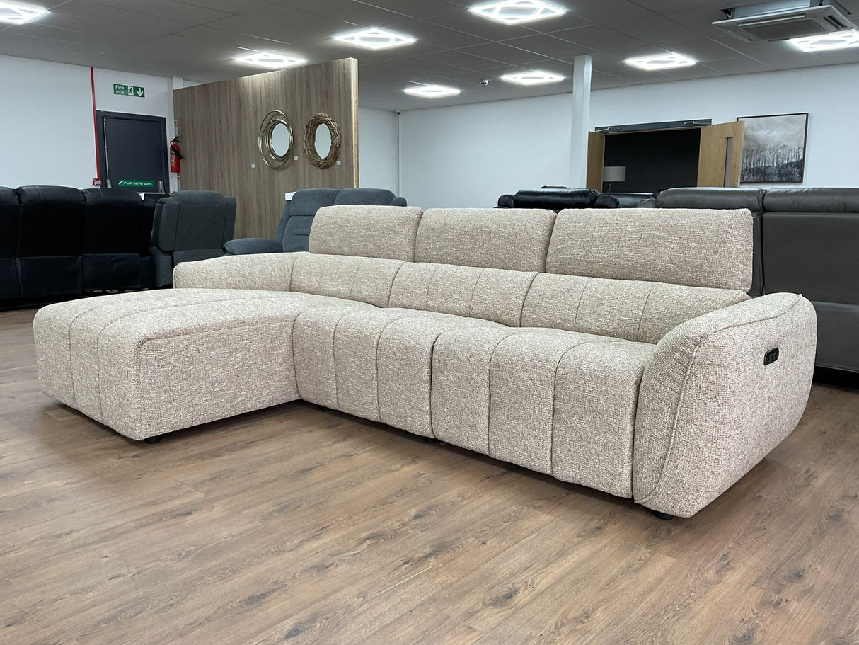 Tuscany Electric Recliner Corner Sofa (Available in Tweed Silver, Mocha or Charcoal)