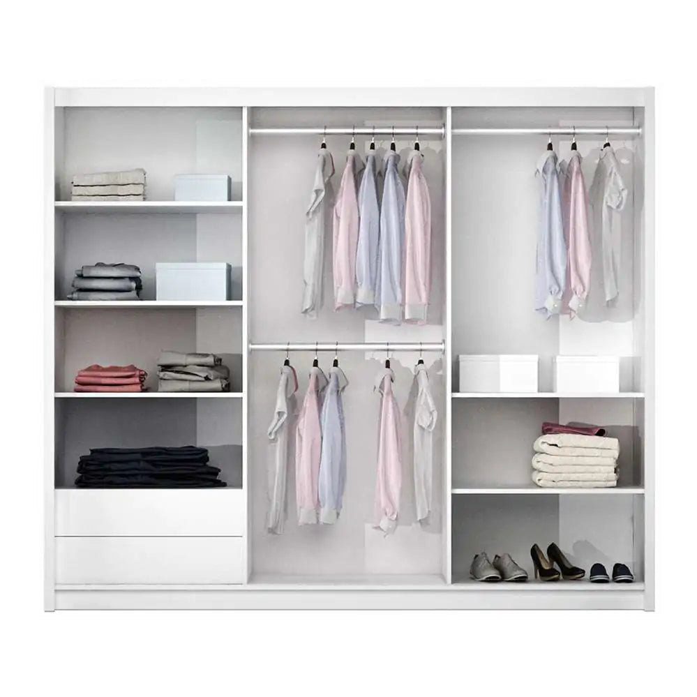 250cm California Sliding Door Wardrobe (available in white, grey or black)