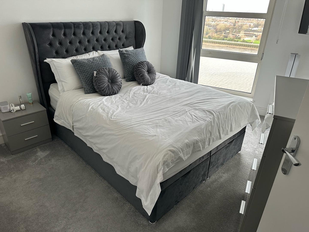 Knightsbridge Floor Standing Headboard With Ottoman Storage Divan Base