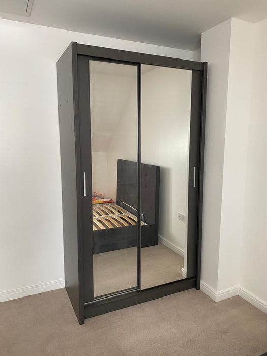 120cm Manhattan Sliding Door Wardrobe (available in white, grey or black)