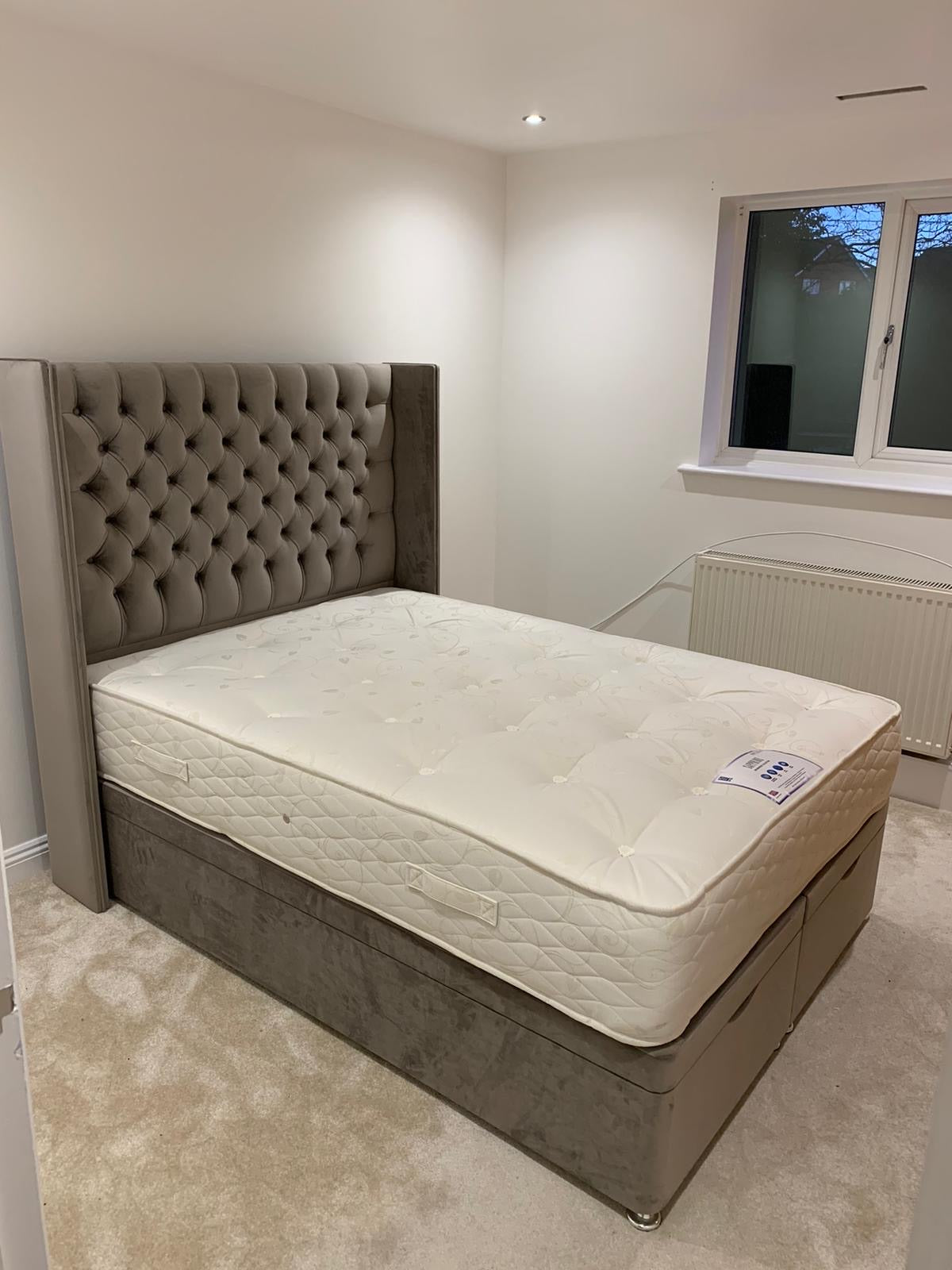 Balmoral Floor Standing Headboard With Ottoman Storage Divan Base