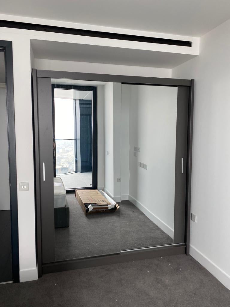 180cm Manhattan Sliding Door Wardrobe (available in white, grey or black)