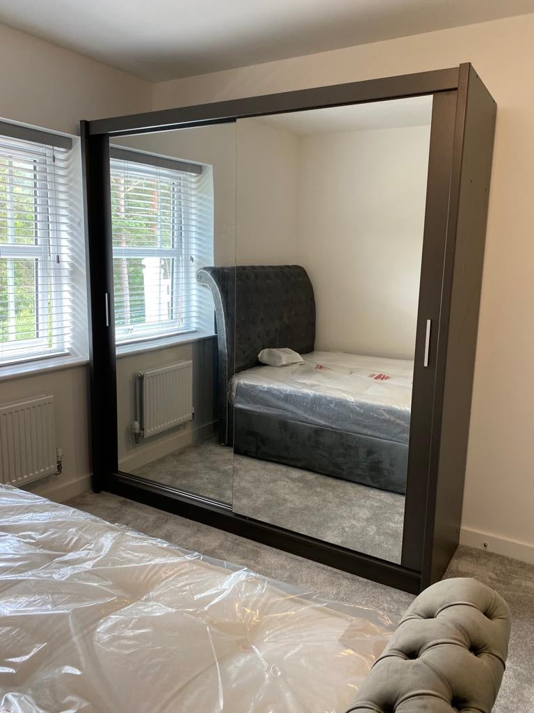 203cm Manhattan Sliding Door Wardrobe (available in white, grey or black)