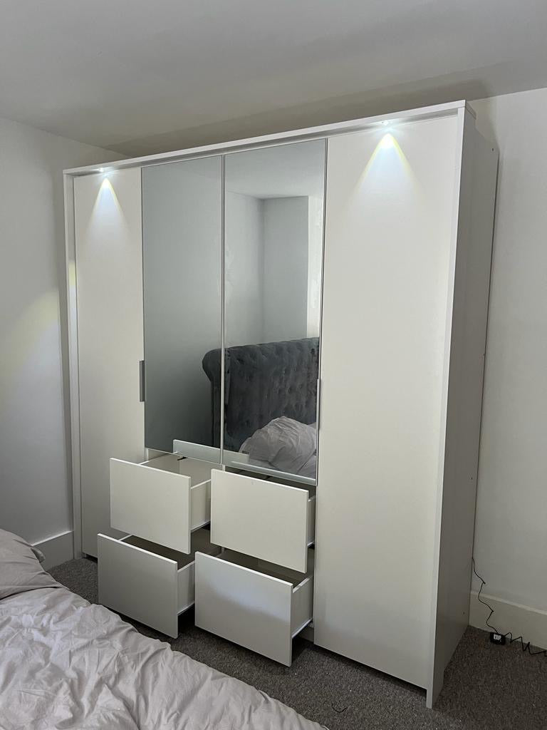 208cm Florida LED Bi-Fold Door Wardrobe (Available in Grey or White)