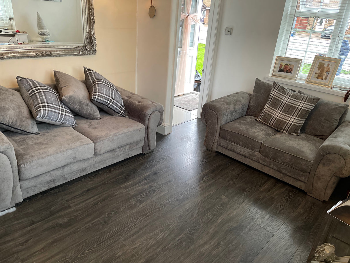 Charlotte 3 and 2 Seat Scatter Back Sofa Bundle Deal (Available in Chenille Black or Grey)