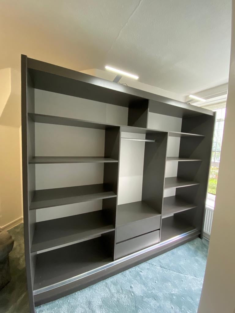 250cm Manhattan Sliding Door Wardrobe (Available in White, Grey or Black)