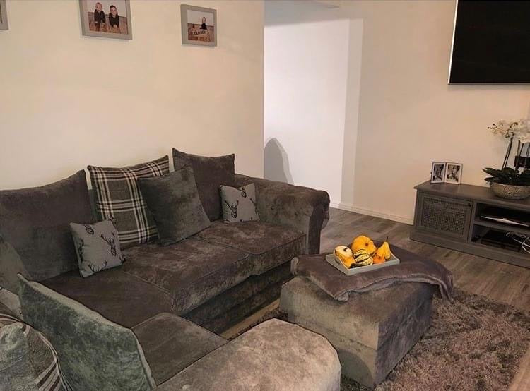 Charlotte Small Corner Scatter Back Sofa (Available in Chenille Grey or Black)