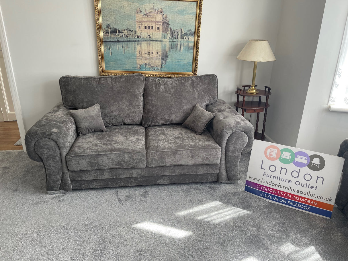 Charlotte 3 Seat Full Back Sofa (Available in Chenille Grey or Black)