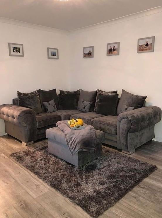 Charlotte Small Corner Scatter Back Sofa (Available in Chenille Grey or Black)