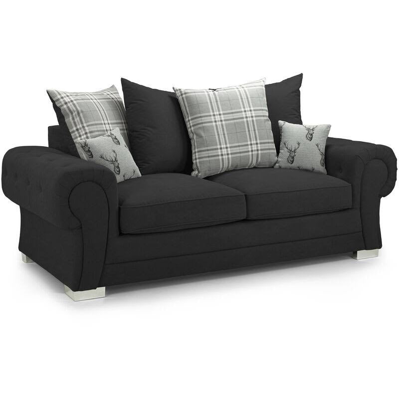 Charlotte 3 Seat Scatter Back Sofa Bed (Available in Chenille Black or Grey)