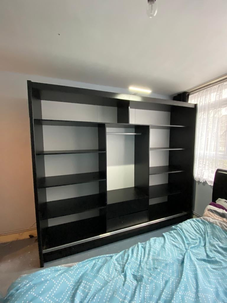 250cm Manhattan Sliding Door Wardrobe (Available in White, Grey or Black)