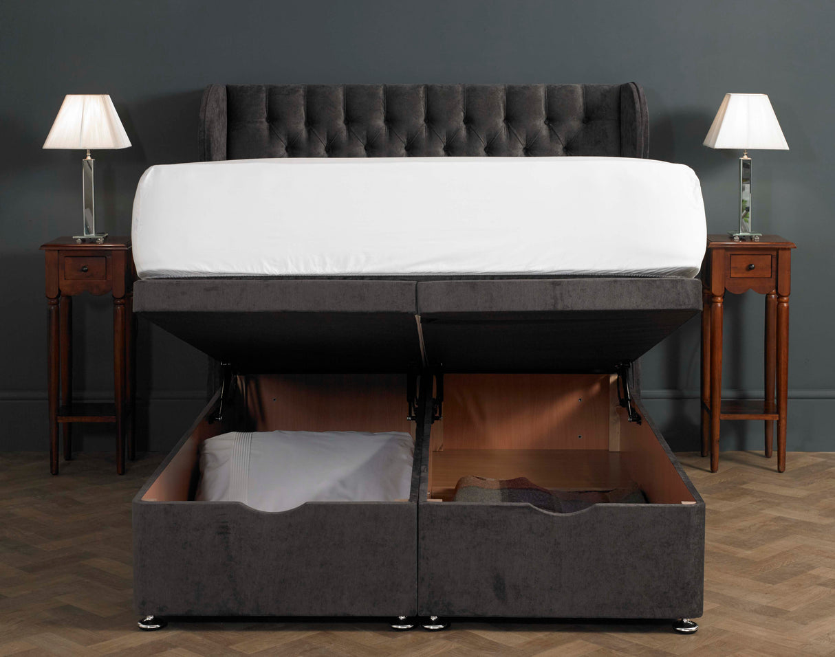 Knightsbridge Floor Standing Headboard With Ottoman Storage Divan Base
