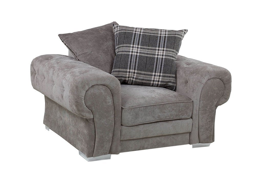 Charlotte Armchair Scatter Back Sofa (Available in Chenille Black or Grey)